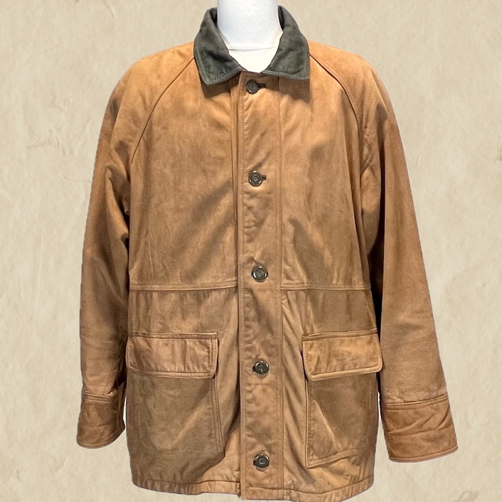 VINTAGE 80s barn jacket chore coat men’s leather flannel plaid field utility 90s